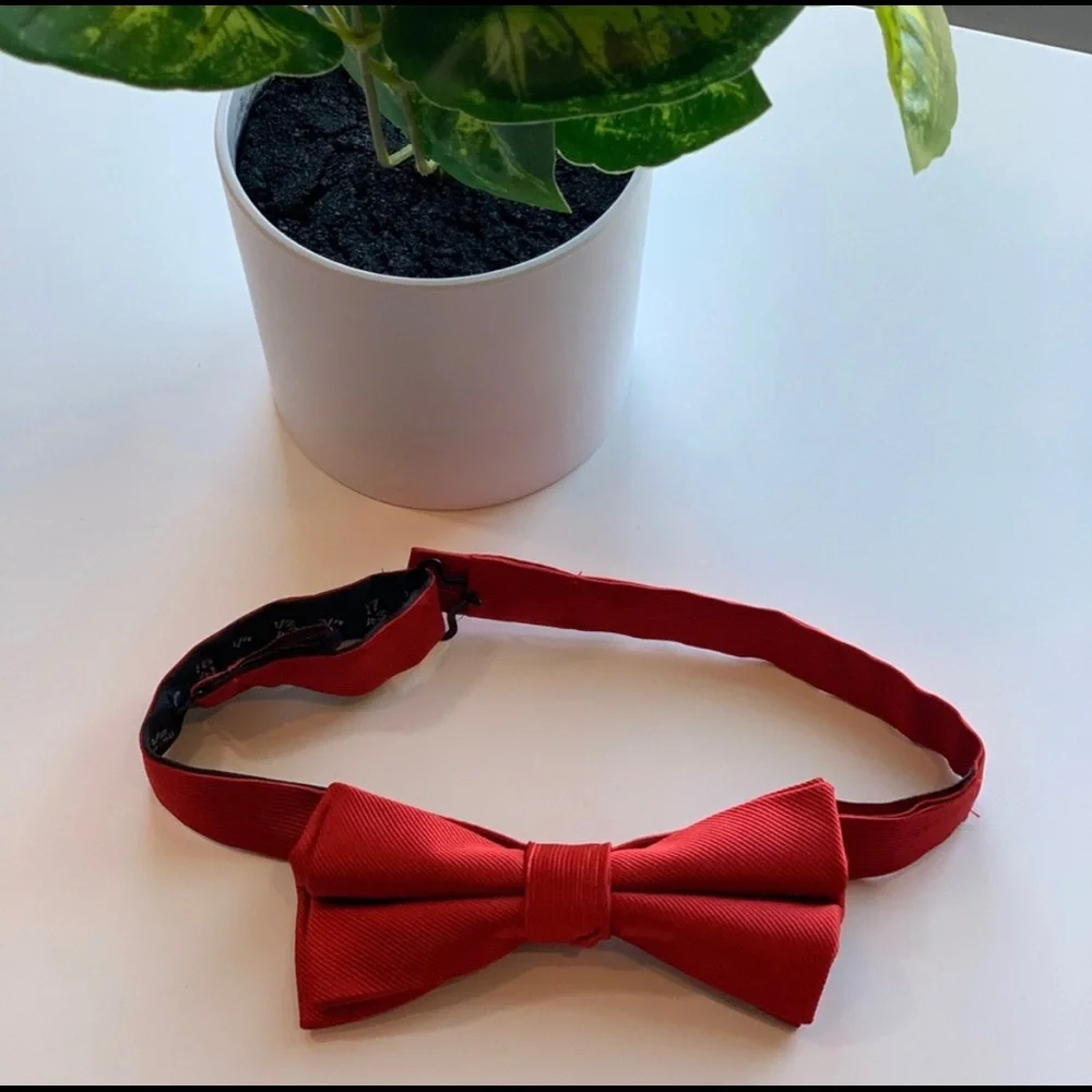Lot of 2 Holiday Bowties - Pre-tied Red + Striped College Maroon & Navy Repp‎